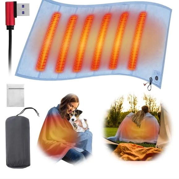 Heated Blanket with USB Connection (Battery Pack Not Included) Can Use Powerbank - Picture 1 of 16
